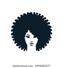 black woman afro hair logo vector illustration template design