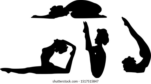 black woman with Afro-hair doing different yoga pauses.