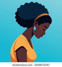 black woman against a light blue backgroound isolated who is bored, depression and sadness.