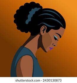 black woman against a orange backgroound isolated who is bored, depression and sadness.