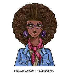 Black woman. Beautiful girl. Illustration for tattoos and dazain clothes, posters, fashion shows.