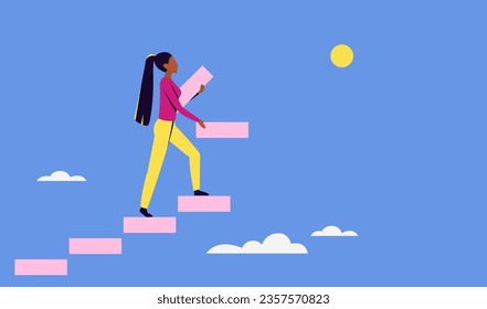 black woman builds career stairs