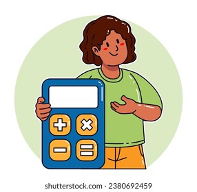 A black woman carries a calculator