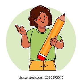 A black woman carries a pencil