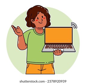 Black woman carrying a laptop