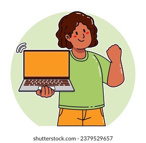 Black woman carrying a laptop