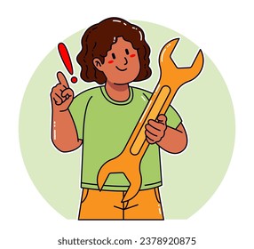 Black Woman carrying a Wrench