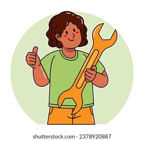 Black Woman carrying a Wrench