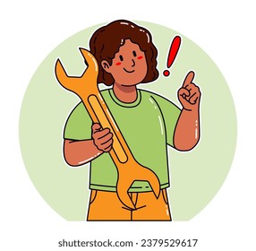 Black Woman carrying a Wrench