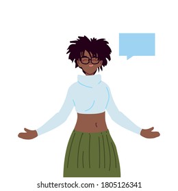 black woman cartoon with communication bubble design, Girl female person people human and social media theme Vector illustration