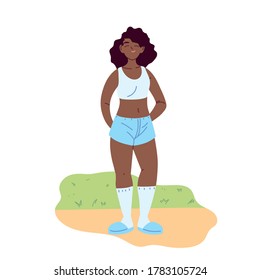 black woman cartoon design, Girl female person people human and social media theme Vector illustration