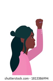 black woman cartoon and fist up in side view design, Manifestation protest and demonstration theme Vector illustration