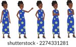 Black woman character in flowery dress
