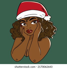 black woman christmas vector print