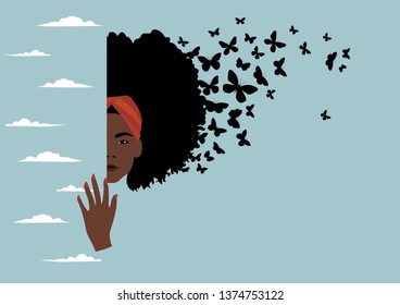 black woman cleaning her thoughts 