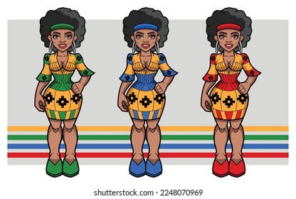 Black woman in colorful African clothing. Black history month