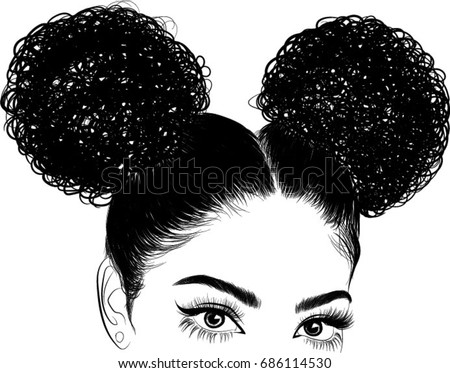 Black Woman Curls Print Tshirt Graphic Stock Vector 