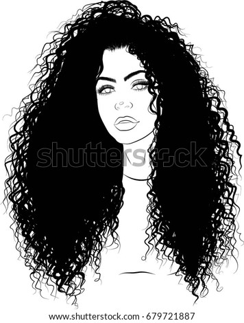 Black Woman Curly Hair Stock Vector Royalty Free 679721887