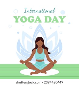 Black woman doing yoga, International Yoga Day svg