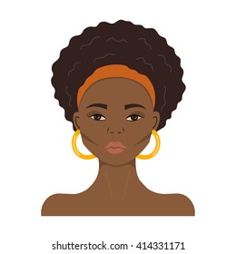 Black Woman Face. African American Girl. Avatar.