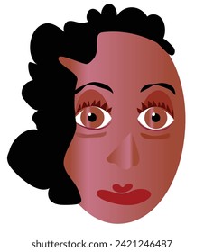 Black woman face, black hair