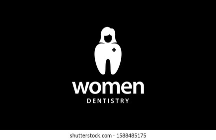 Black Woman Girl People with Tooth Dental Dentist Dentistry Logo Design Inspiration 