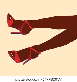 Black woman high heel shoes illustration