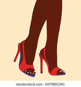 Black woman high heel shoes illustration