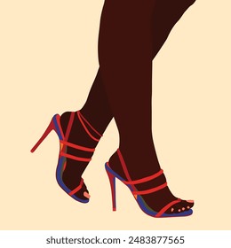 Black woman high heel shoes illustration