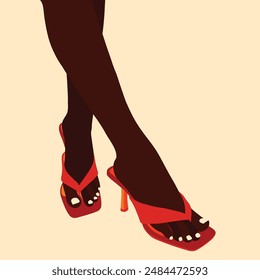 Black woman high heel shoes illustration