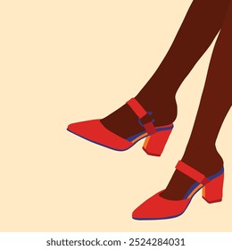 Black woman high heel shoes illustration