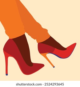 Black woman high heel shoes illustration