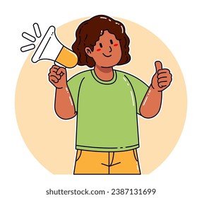 Black woman holding megaphone announcement