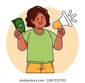 Black woman holding megaphone announcement