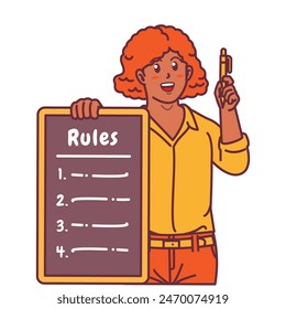 A Black Woman Holding a Rule Board