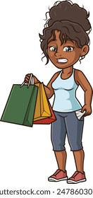 Black woman holding shopping bags vector illustration