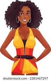 Black woman lifeguard vector illustration