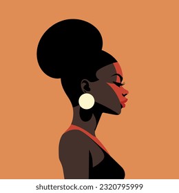 Black woman modern icon avatar. African woman design.Vector stock