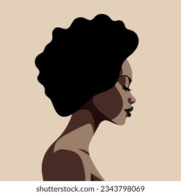 Vártaro de ícono moderno de mujer negra. Diseño femenino africano. Afiche contemporáneo abstracto. Diseño artístico. Material vectorial