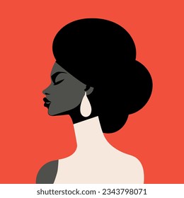 Black woman modern icon avatar. African woman design. Abstract contemporary poster. Wall art design. Vector stock