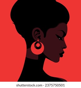 Black woman modern icon avatar. African woman design. Abstract contemporary poster. Wall art design. Vector stock	