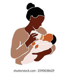 Black woman nursing her new born baby