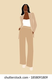 Black woman portrait. Abstract afro woman lady boss illustration.	 svg