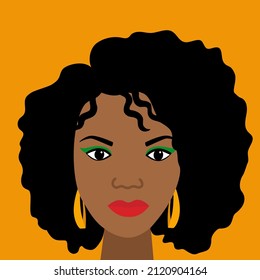 Black woman portrait vector illustration. Black girl avatar image.  Black history month poster. International women's day card.