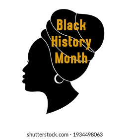 Black woman profile is a beatiful female head in a traditional head wrap. Vector illustration isolated on white background.