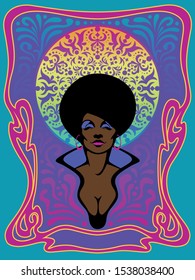 Black Woman Psychedelic Art Style Poster