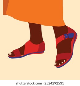 Black woman sandal shoes illustration