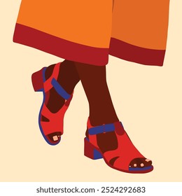 Black woman sandal shoes illustration