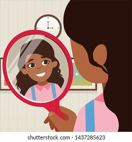 Black Woman Seeing Herself Mirror Flat Stock Vector (Royalty Free ...