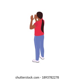 Black woman shouting during public demonstration 3d isometric vector illustration